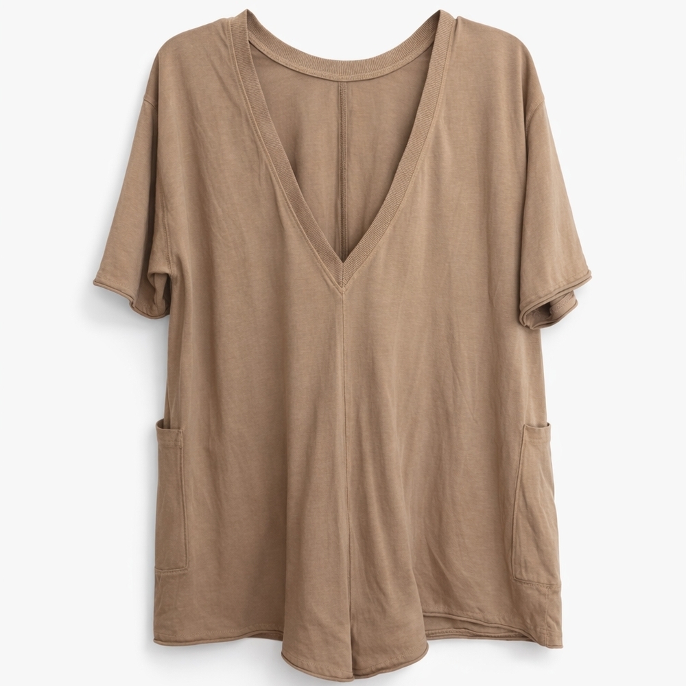 Free People Hot Shot Romper Mocha Latte Size L NWT Oversized - Picture 5 of 5
